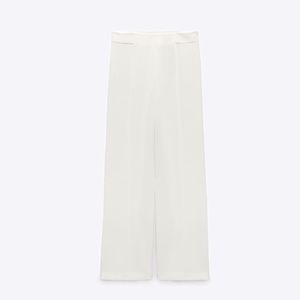 Zara High Waist Regular Fit Pants - White